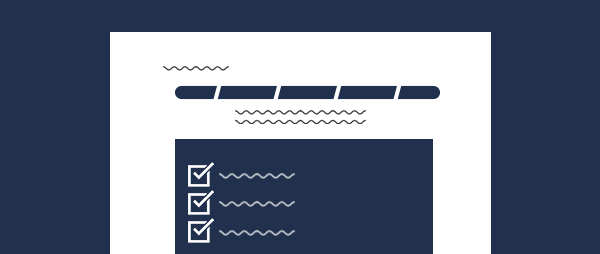 sketch drawing of applicaiton portal with tracker at top and checklist sith checkboxes